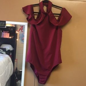 NWT Red Cold Shoulder Charlotte Russe Bodysuit